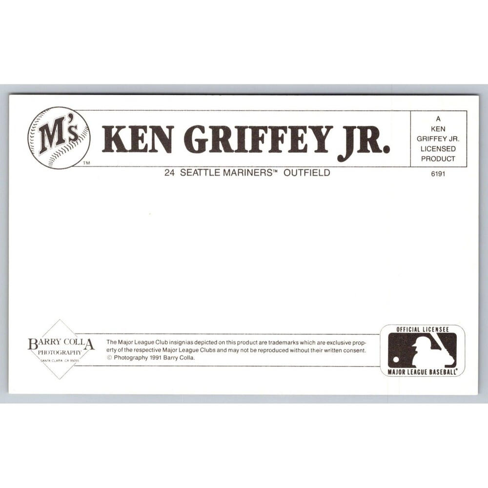 Postcard Ken Griffey Jr. 24 Seattle mariners Outfield Baseball MLB 1991 Coffa - Picture 2 of 2
